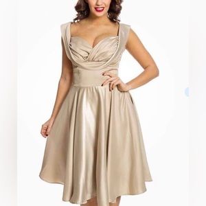1950s style Lindy Bop champagne swing dress - size UK 14 US L see description